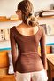 Women's Bitter Brown Wide Collar Camisole Blouse BLZ-19000722 - 2