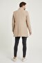 Men's Beige Slim Fit Stand Collar Coat - 5