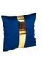 Decorative Parliament Blue and Gold Leather Detailed Throw Pillow Cover Luna