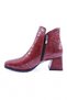 Woman's blunt nose zippered heeled boots burgundy crocodile 213130242674 - 3