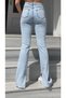 90's Snow Wash Blue Super Extra High Waist Palazzo Loose Jean Trousers with Internal Slit - 2