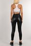 Women's Black Stretchy High Waist Leather Pants Faux Leather Leggings - 4