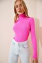 Women's Pink High-Rise Ribbed Lycra Sweater DD01007