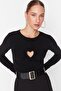 Black Knitted Window/Cut Out Detailed Snap Body TPRAW23BD00059 - 4