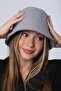 Gray Curly Plush Bucket Women's Hat - 6