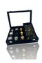Richbox 9-Piece Watch Bracelet Or Rosary Jewelry Box Decorative Corner Protected Suede Black