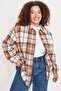 Brown Plaid Long Sleeve Oversize/Loose Cut Winter Woven Shirt Tbbaw23Ax00021
