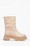 Nut Leather Look Pull Non-Slip Sole Wide Mouth Skin Women's Boots Bootie - 2