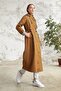 Lined Stripe Pattern Trench Coat - Tan - 4