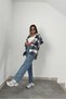 Nice X Dark Blue Snow Wash Loose Palazzo Wideleg Jean Power Lycra Women's High Waist - 4