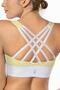Yellow Lotus Patterned High Support Covered Sports Bra with Back Detail - 5