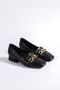 Women's Black Buckle Detailed Heeled Shoes - 4