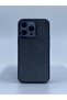 iPhone 13 Pro Phone Case Anthracite Genuine Leather Snake Pattern Silicone Edge Case