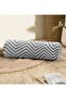 Gray Zigzag Themed Digital Printed Modern Decorative Inner Filled Zippered Suede Armchair Cylinder Pillow - 4