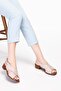 Genuine Leather Short Heeled Cross Sandals Iz.6004 - Ice Gray - 37 - 4