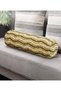 Gold Floor Colored Zigzag Patterned Inner Filled - Zippered Suede Cylinder Circle Pillow Throw Pillow - 2