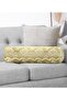 Modern Suede Armchair Cylinder Cushion Throw Pillow with White Bohemian Drawing on Gold Floor - 2