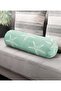 Cream Starfish Design Inside Padded Zippered Suede Cylinder Circle Pillow Throw Pillow on Green Background - 5