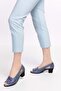 Genuine Leather Snake Pattern Detailed Heeled Shoes Vdt.261 - Blue - 36 - 3