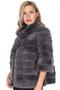 Genuine Leather Gray Fur Women's Leather Coat - 4