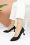 Women's Black Suede Goblet Heel Pointed Toe Stiletto 6.5 cm - 2