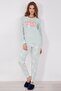 Natural Power Water Green Women's Long Sleeve Pajama Set - 2