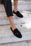 Furry Women's Black Genuine Suede Shoes - 4