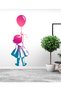 Girl's Door, Wall, Children's Room Sticker Set with Pink Flying Balloon and Blue Dress