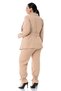 Plus Size Tie Detailed Jacket Trousers Beige Color Set - 4