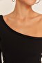 Black Fitted Off Shoulder Corded Cotton Stretch Knitted Blouse TWOAW23BZ00475 - 9