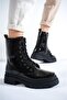 Women's Thick Sole Boots&bootie&boots Black Beige - 4