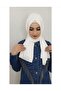 Women's Hijab Gathered Ready Shawl Ecru - 4