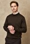 Men's Khaki Standard Fit Regular Cut Half Turtleneck Wool Knitwear Sweater - 4