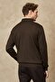 Men's Khaki Standard Fit Regular Cut Half Turtleneck Wool Knitwear Sweater - 5