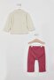 U.S. Polo Assn Licensed Collared Beige Baby Girl Long Sleeve Sweatshirt Set - 2