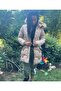 Beige Color Long Fur Hooded Thick Puffer Jacket - 3