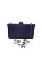 Women's Navy Blue Satin Evening Dress Bag with Chain Strap - 6