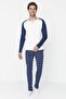 Lacivert %100 Pamuk Regular Fit Ekose Örme Pijama Takımı THMAW21PT0879 - 2