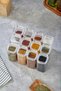 Set of 12 300 ml Spice Jar Set with Vacuum Lid - Leakproof Gasket - With Free Labels Acrylic Storage Container - 2