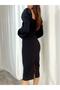 Double Breasted Collar Princess Sleeve Midi Size Imported Crepe Fabric Dress - 2
