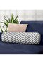 Gray Zigzag Themed Digital Printed Modern Decorative Inner Filled Zippered Suede Armchair Cylinder Pillow - 2