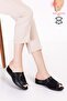 Genuine Leather Comfortable Slippers Special for Bone Protrusion Özl.555 - Black - 40