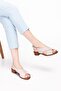 Genuine Leather Short Heeled Cross Sandals Iz.6004 - Ice Gray - 37 - 5