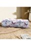 Modern Inner Padded Zippered Suede Armchair Cylinder Pillow with Colorful Butterfly Pattern on White Background