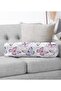 Modern Inner Padded Zippered Suede Armchair Cylinder Pillow with Colorful Butterfly Pattern on White Background - 5