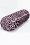Pink Colored Leopard Patterned Modern Inner Padded - Zippered Suede Armchair Cylinder Pillow - 4