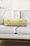 Modern Suede Armchair Cylinder Cushion Throw Pillow with White Bohemian Drawing on Gold Floor