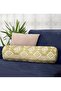 Modern Suede Armchair Cylinder Cushion Throw Pillow with White Bohemian Drawing on Gold Floor - 5