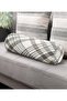 Gray Cream Plaid Patterned Modern Inner Padded - Zippered Suede Armchair Cylinder Pillow Throw Pillow - 3