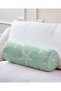 Cream Starfish Design Inside Padded Zippered Suede Cylinder Circle Pillow Throw Pillow on Green Background - 3